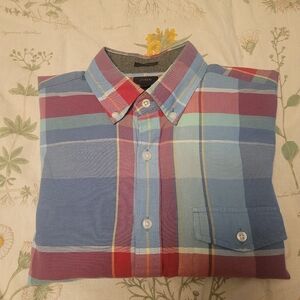 J. Crew Madras Plaid Red Casual Button Down Shirt Slim Fit Men's Medium